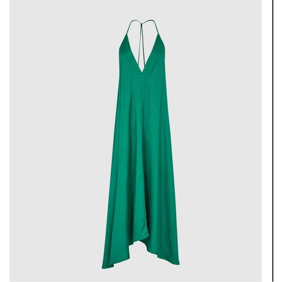 Reiss plunge neck dress in Emerald Green - Picture 5 of 7